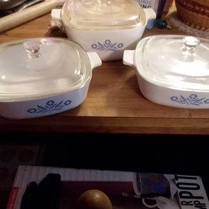Very Rare Vintage Pyres Corning Ware Blue Cornflower Dishes/Lids